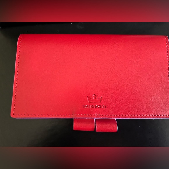 Baekgaard Red Leather Checkbook Cover with Pen Holder - Picture 3 of 7